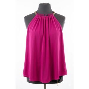 Michael Kors Pink Chain Halter Top Zipper Back Large